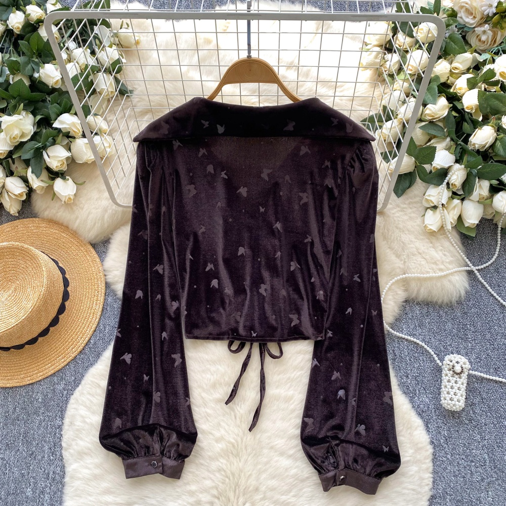 Frenum chouzhe tops velvet short shirt for women