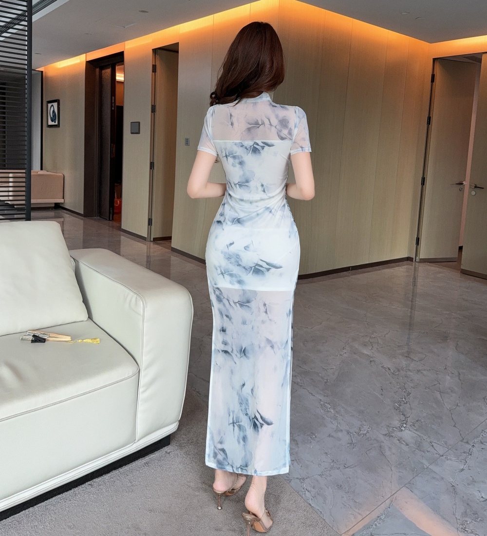 Retro temperament dress gauze slim cheongsam
