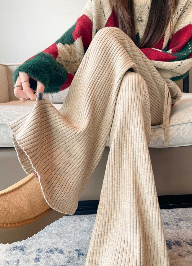 Autumn and winter Casual wide leg pants buckle pants