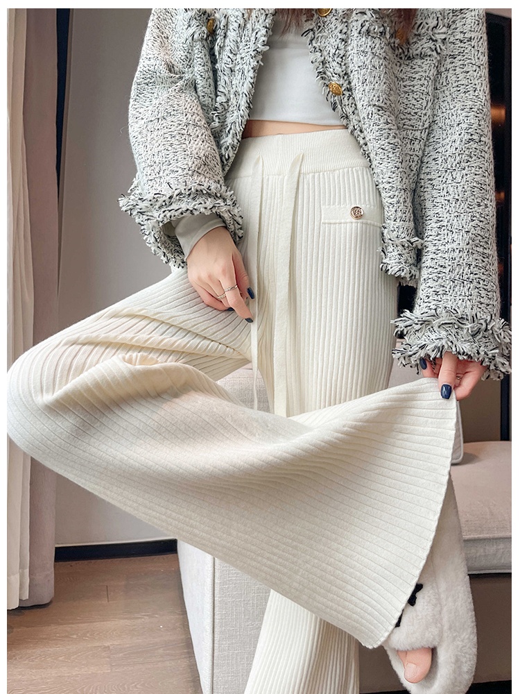 Autumn and winter Casual wide leg pants buckle pants