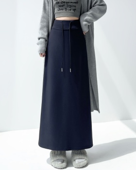 A-line split skirt navy-blue short skirt for women