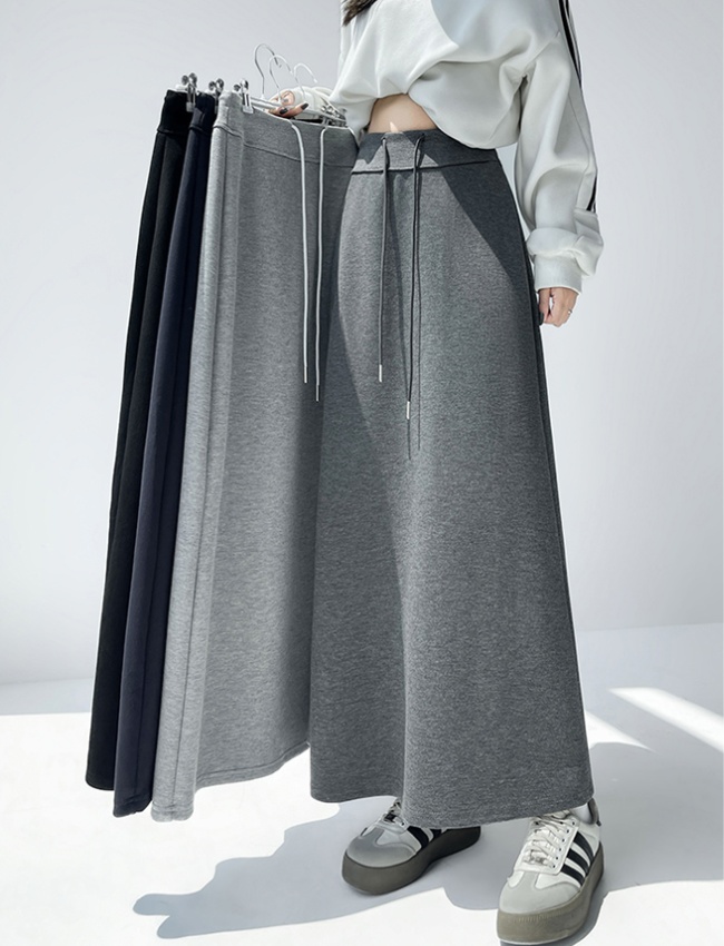 A-line split skirt navy-blue short skirt for women