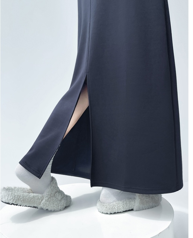 A-line split skirt navy-blue short skirt for women