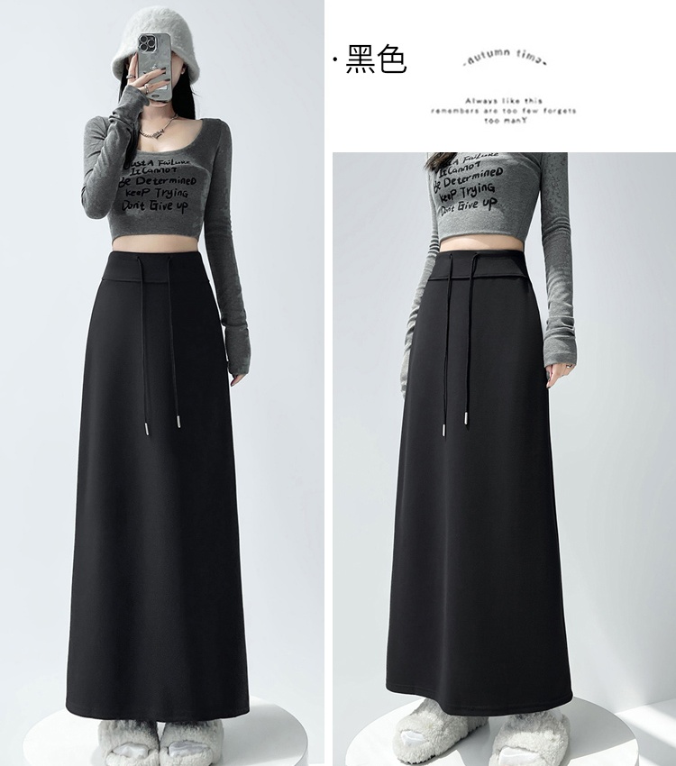 A-line split skirt navy-blue short skirt for women