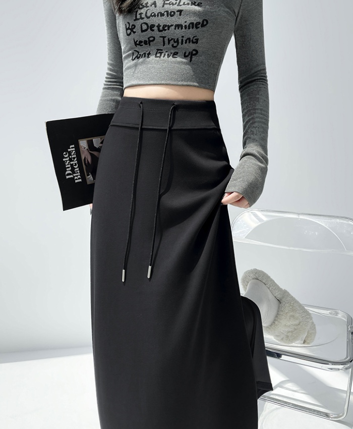 A-line split skirt navy-blue short skirt for women