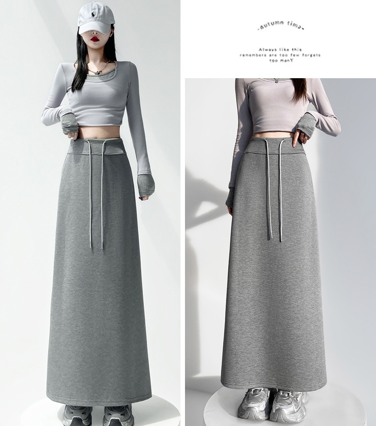 A-line split skirt navy-blue short skirt for women