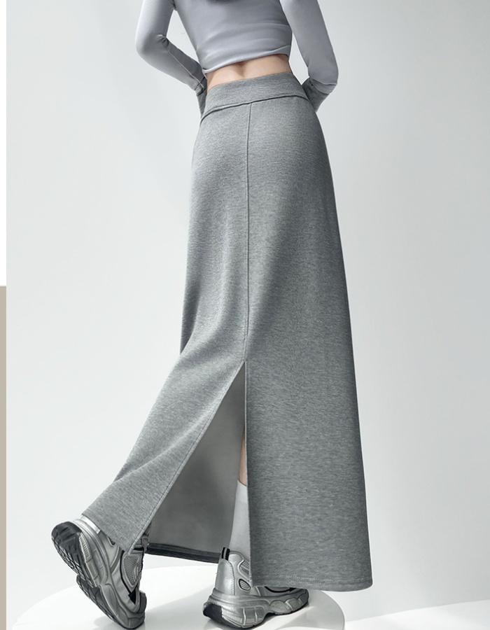 A-line split skirt navy-blue short skirt for women