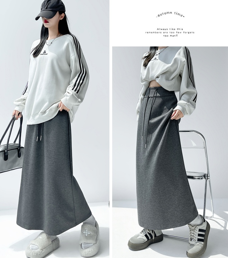 A-line split skirt navy-blue short skirt for women