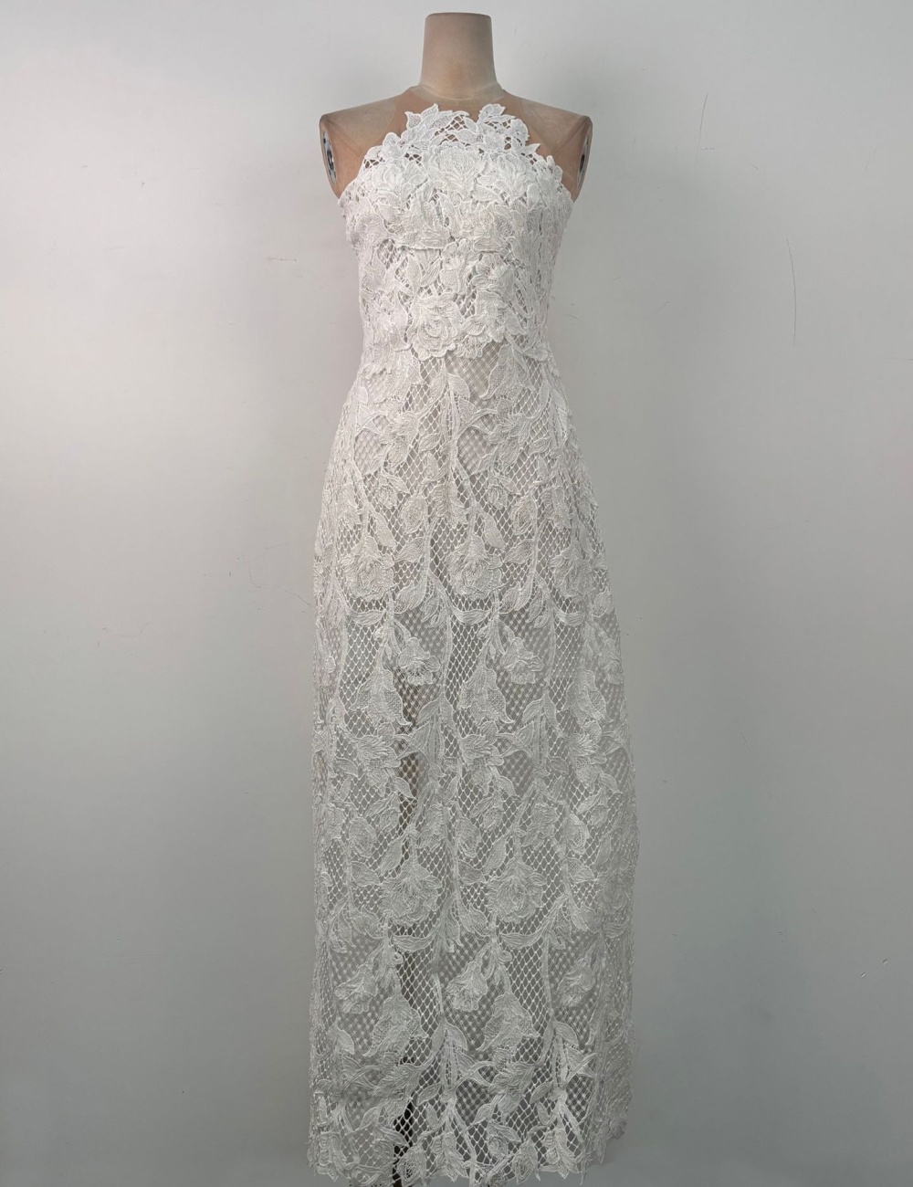 Niche elegant temperament long dress sleeveless lace dress