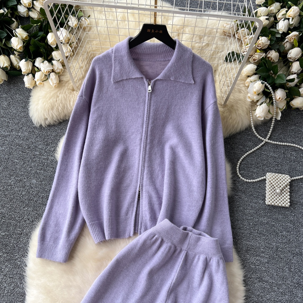 Japanese style all-match long pants lazy sweater a set for women