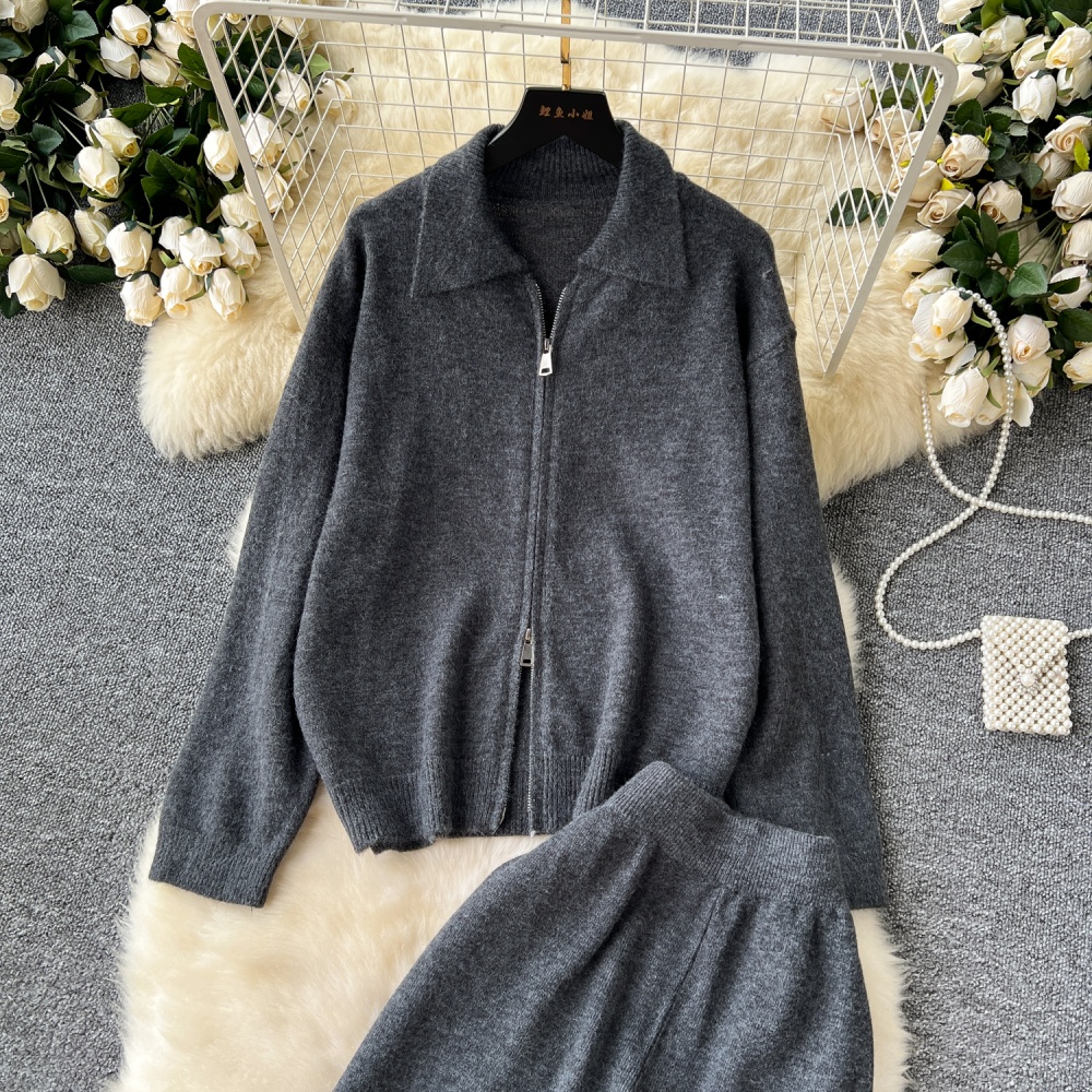 Japanese style all-match long pants lazy sweater a set for women