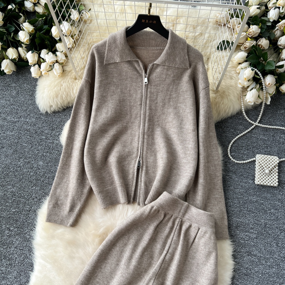 Japanese style all-match long pants lazy sweater a set for women