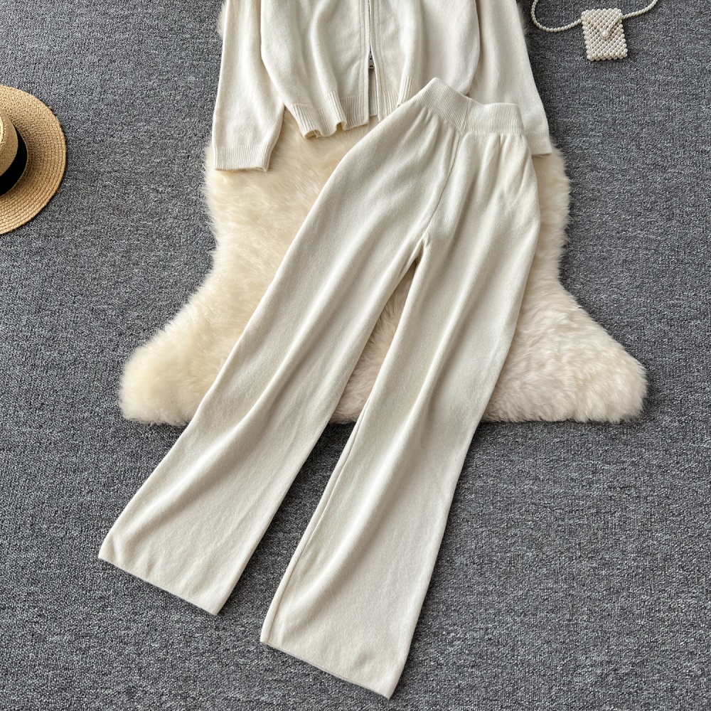 Japanese style all-match long pants lazy sweater a set for women
