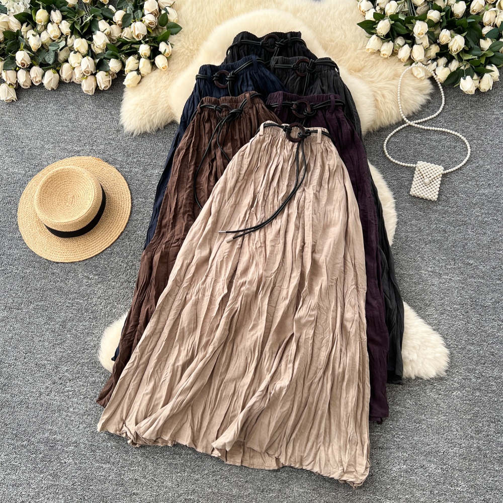 Autumn fashion skirt fold high waist long dress for women