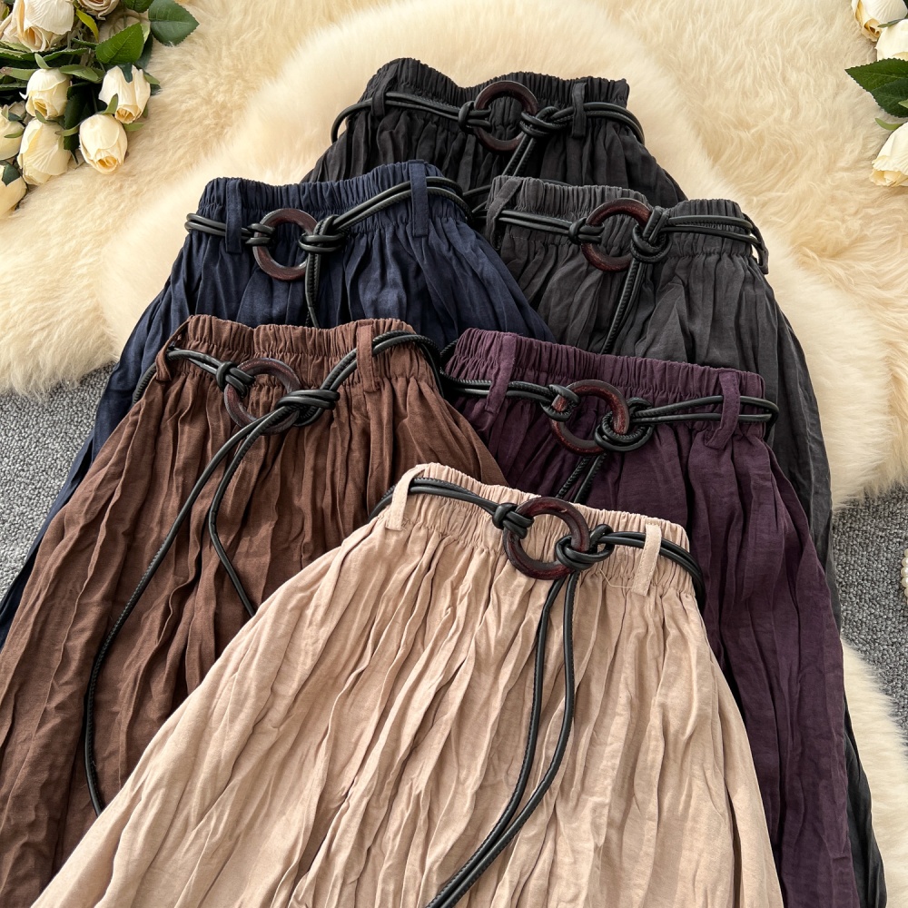 Autumn fashion skirt fold high waist long dress for women