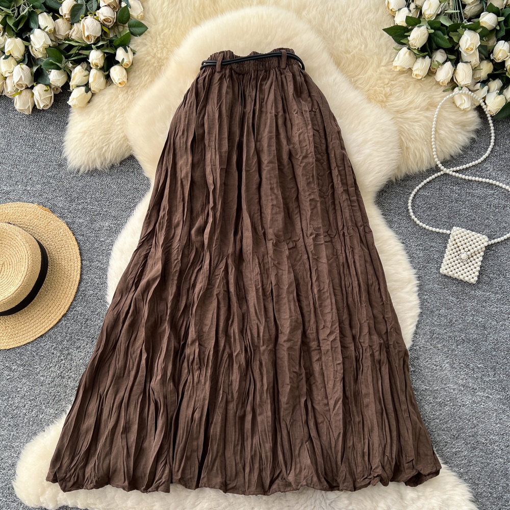 Autumn fashion skirt fold high waist long dress for women