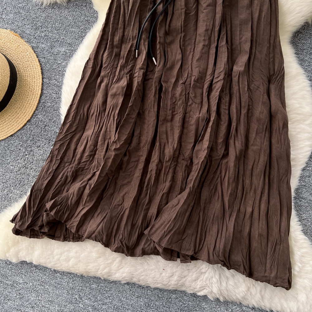 Autumn fashion skirt fold high waist long dress for women