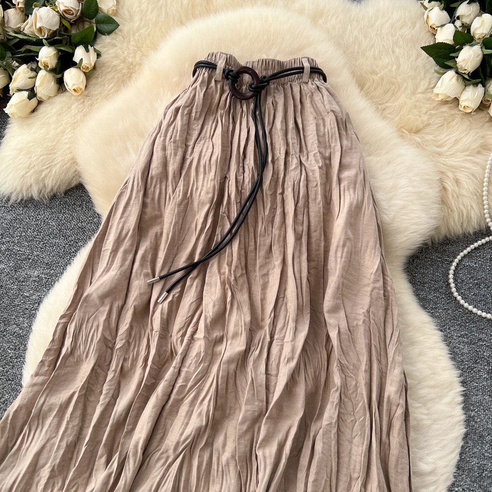 Autumn fashion skirt fold high waist long dress for women