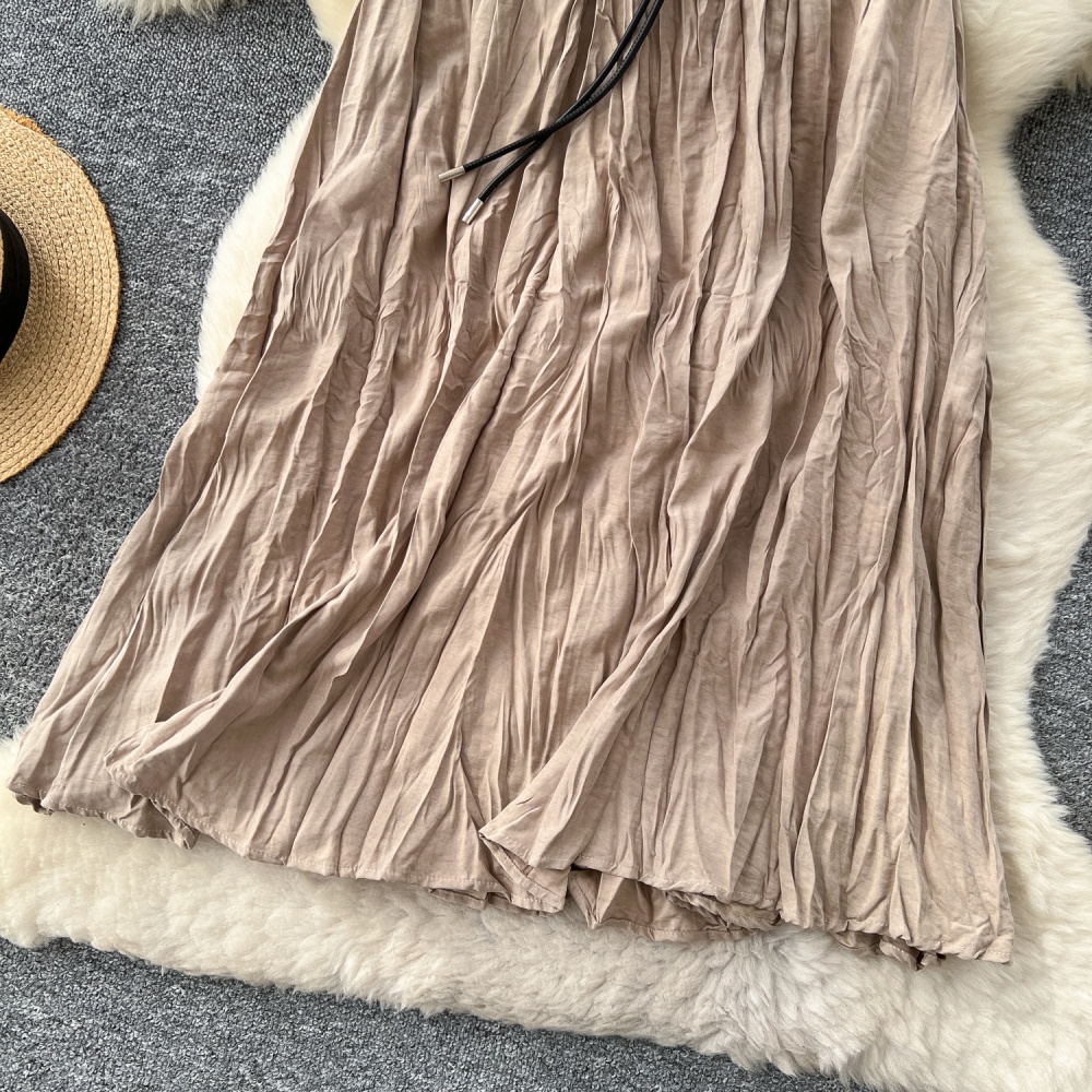 Autumn fashion skirt fold high waist long dress for women