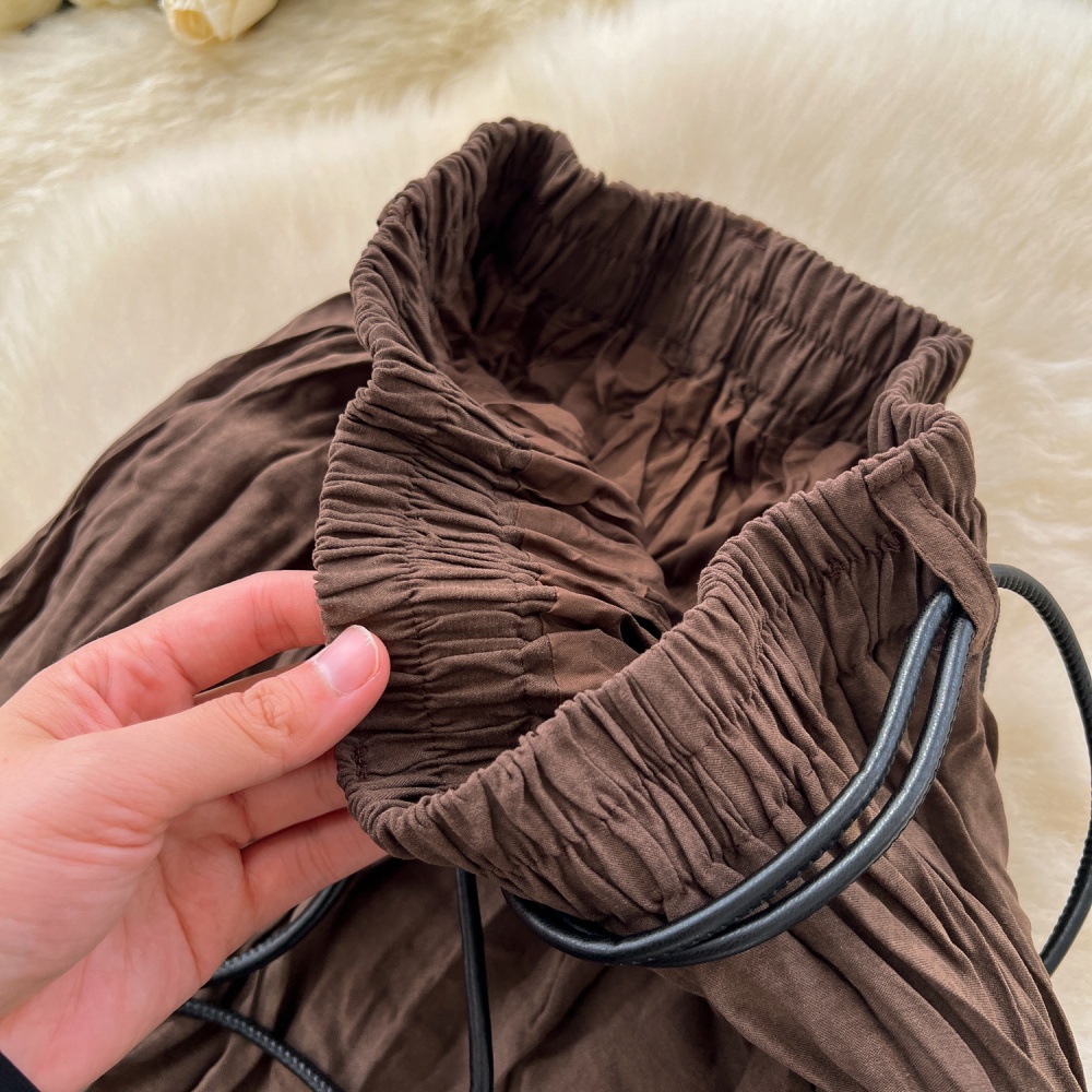 Autumn fashion skirt fold high waist long dress for women