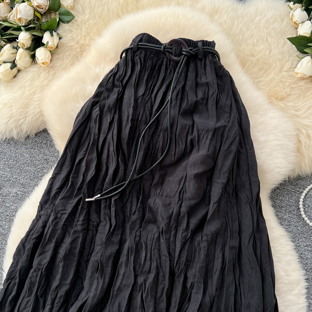 Autumn fashion skirt fold high waist long dress for women