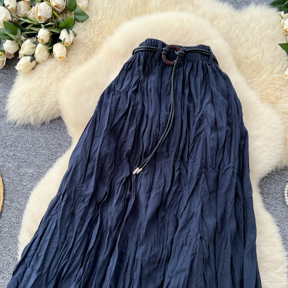 Autumn fashion skirt fold high waist long dress for women