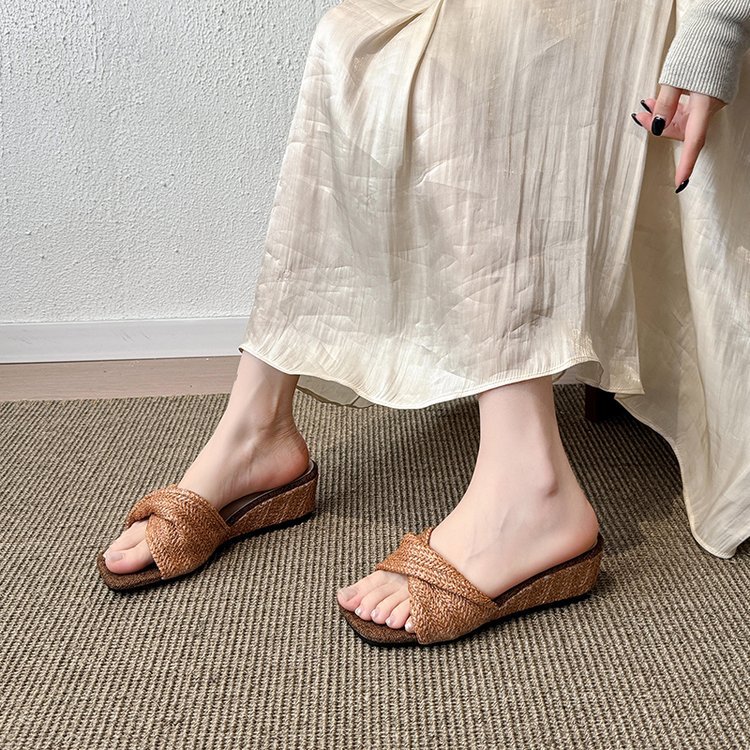 Summer fish mouth shoes lady slipsole slippers for women