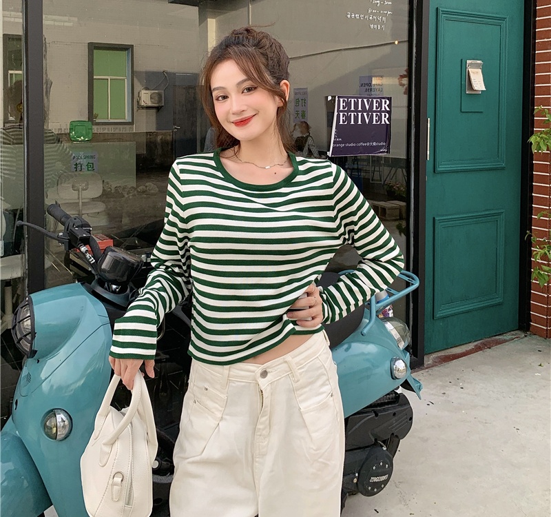 Casual slim short knitted loose stripe tops