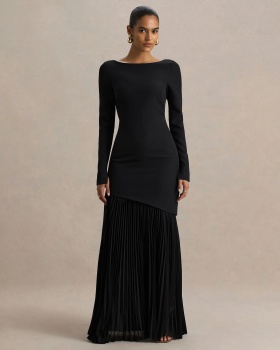Splice autumn dress long sleeve formal dress for women