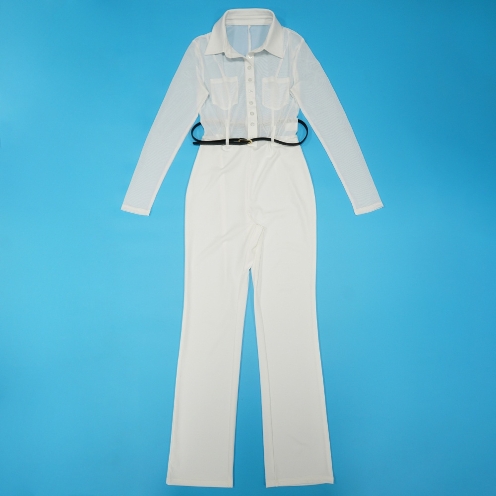 Long sleeve perspective jumpsuit nightclub pants