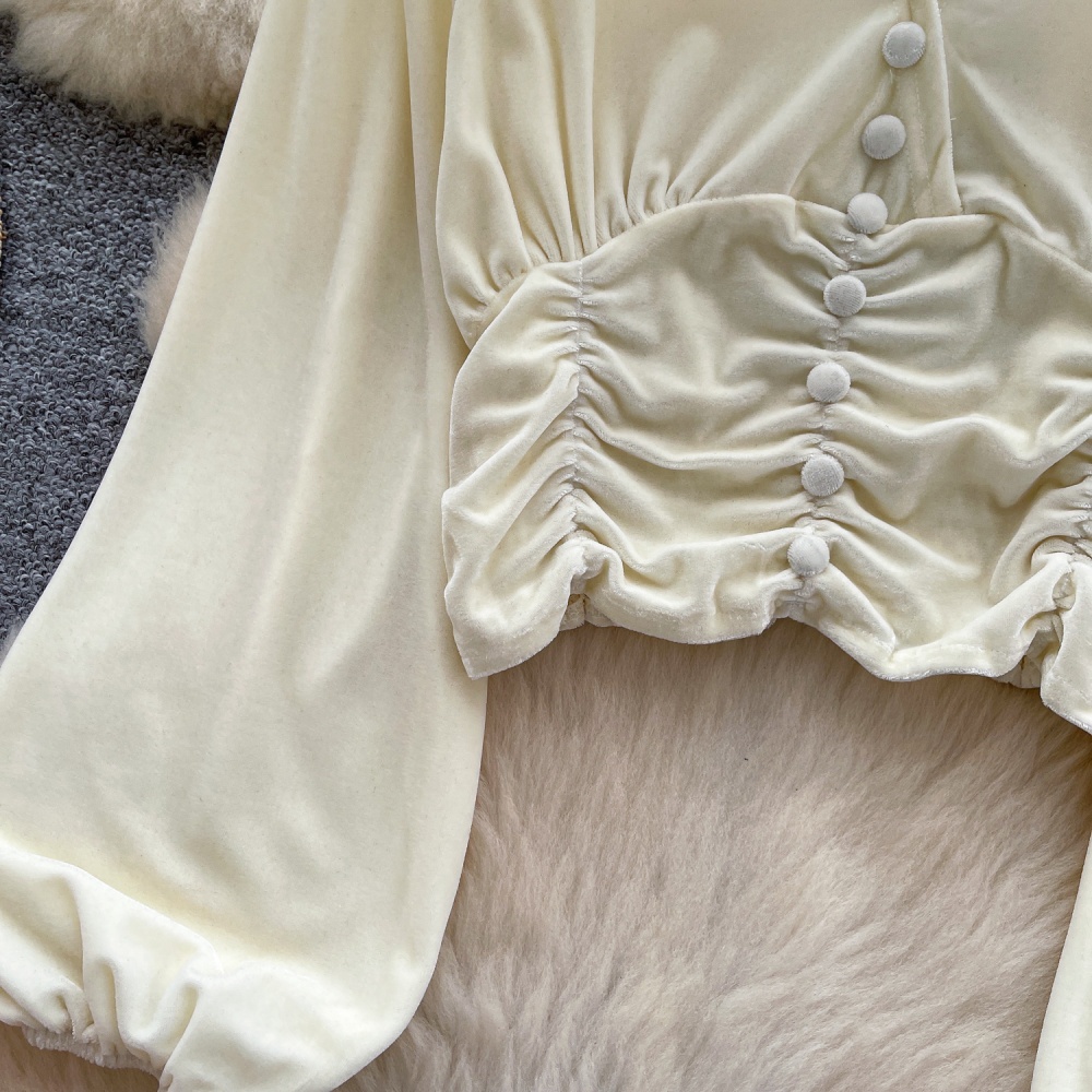 Crimp tops lantern sleeve shirt for women