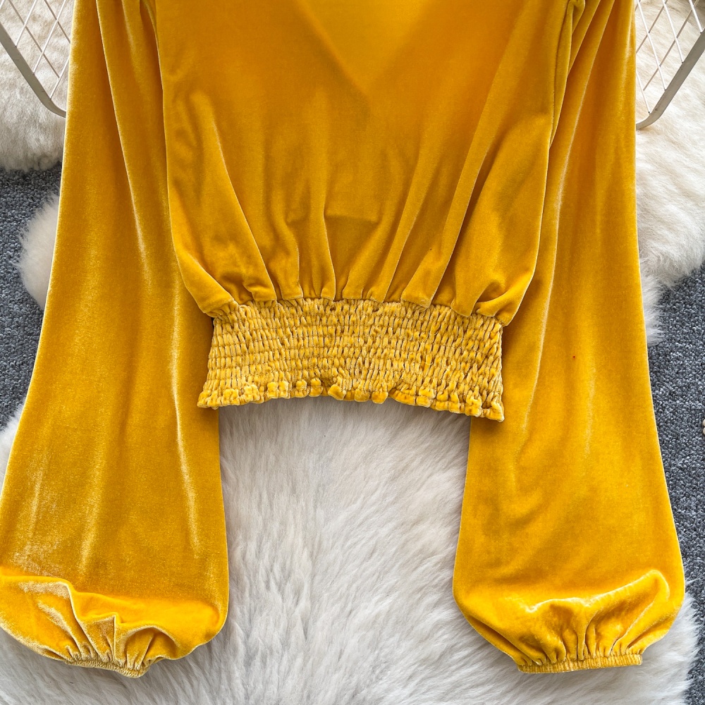 Crimp tops lantern sleeve shirt for women