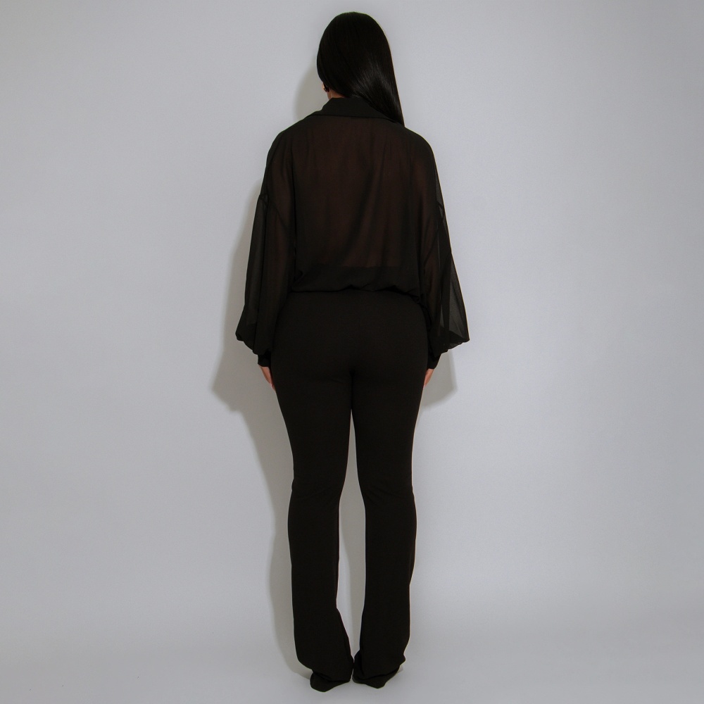 Autumn tight bat sleeve sexy European style pants a set