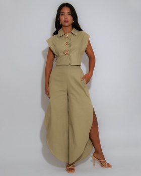 Stereoscopic decoration long pants a set for women