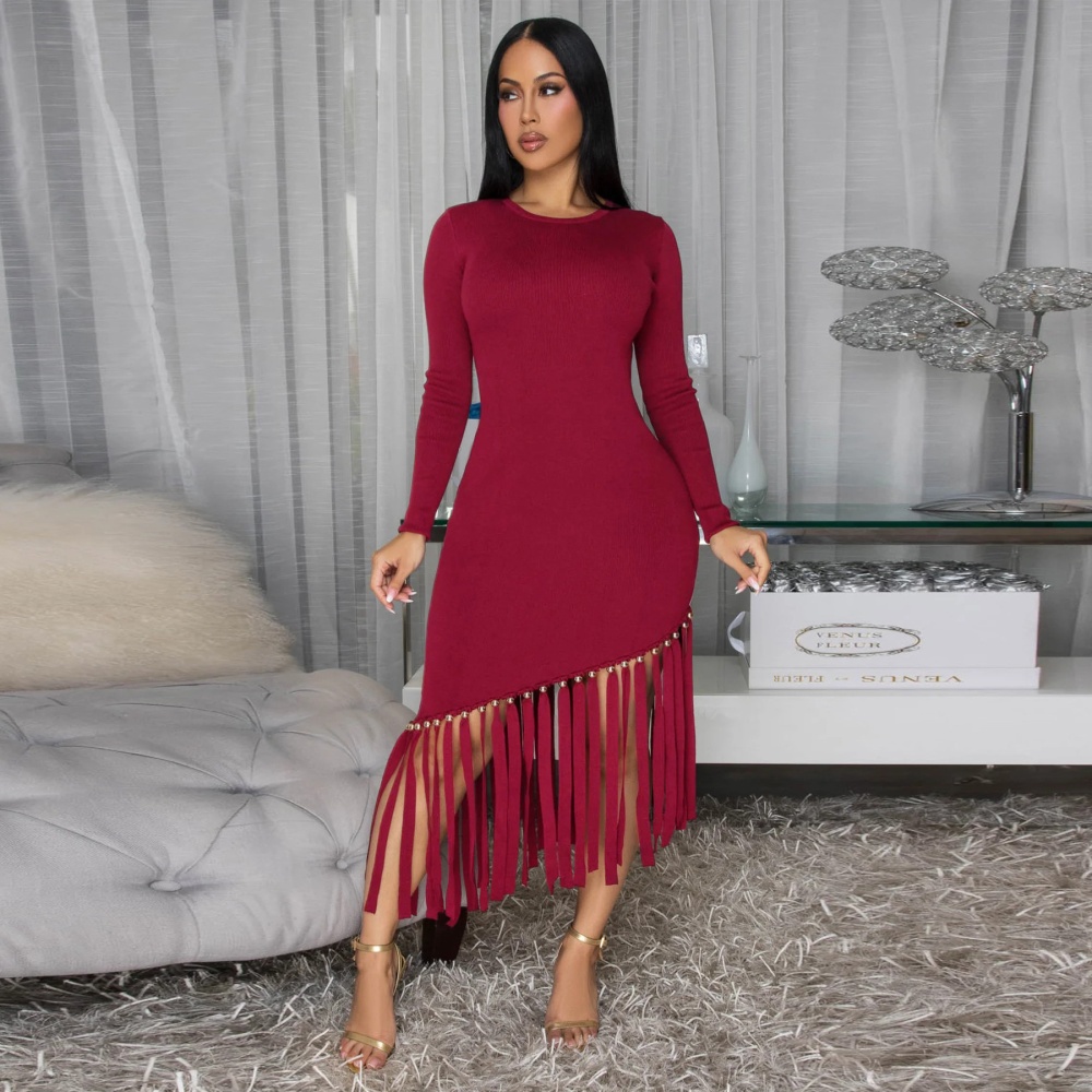 European style dress tassels formal dress for women