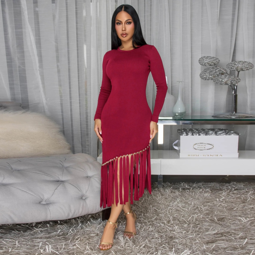 European style dress tassels formal dress for women