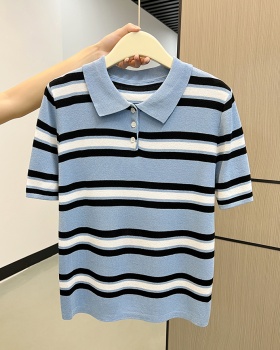 Stripe autumn and winter tops thick sweater
