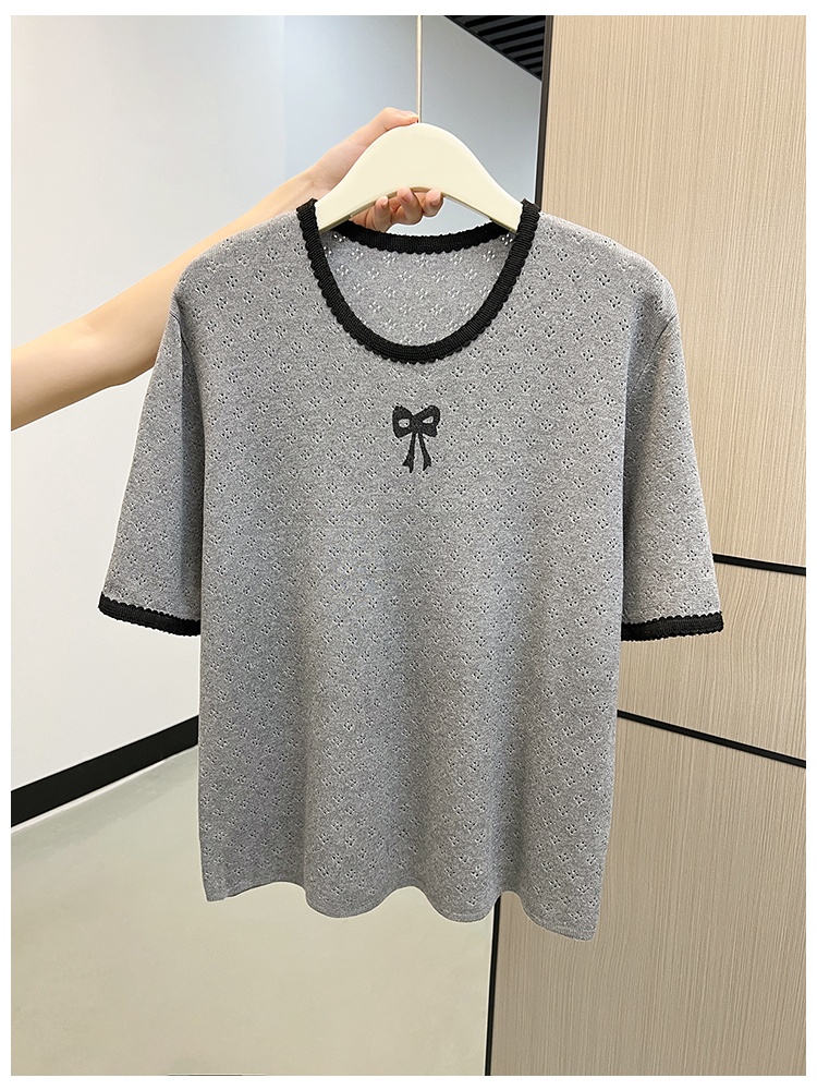 Bow knitted autumn and winter mixed colors tops