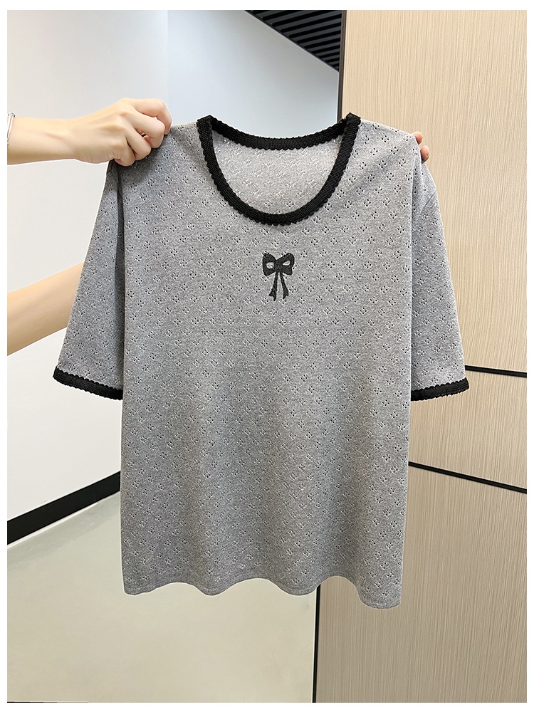 Bow knitted autumn and winter mixed colors tops