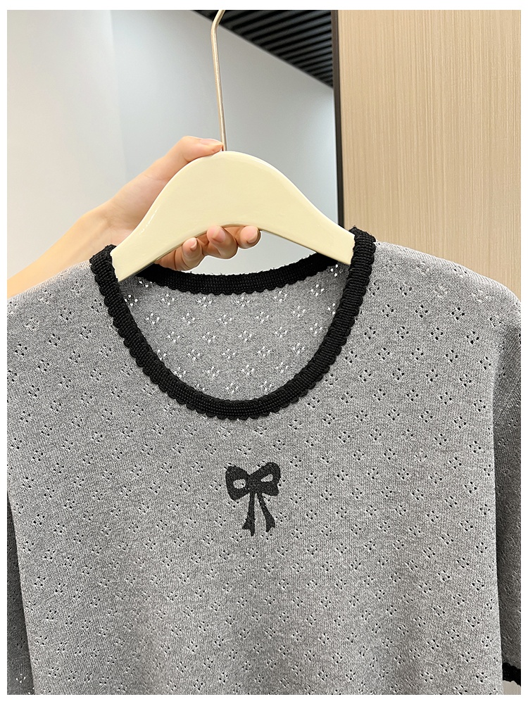 Bow knitted autumn and winter mixed colors tops