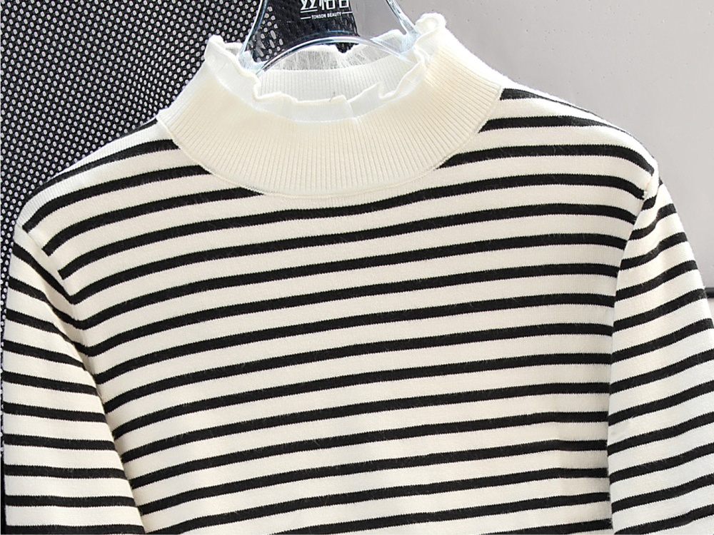 Simple high collar tops slim knitted sweater for women