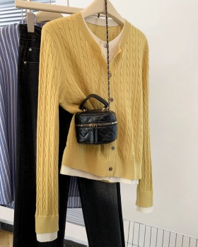 Yellow long sleeve cardigan autumn and winter coat