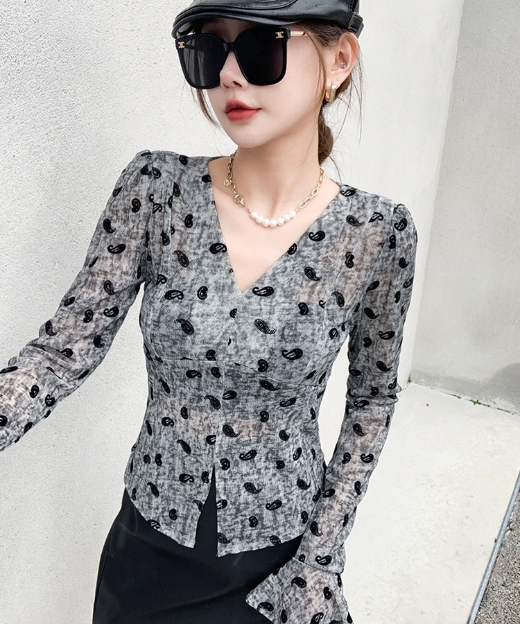 Gauze T-shirt Western style small shirt for women