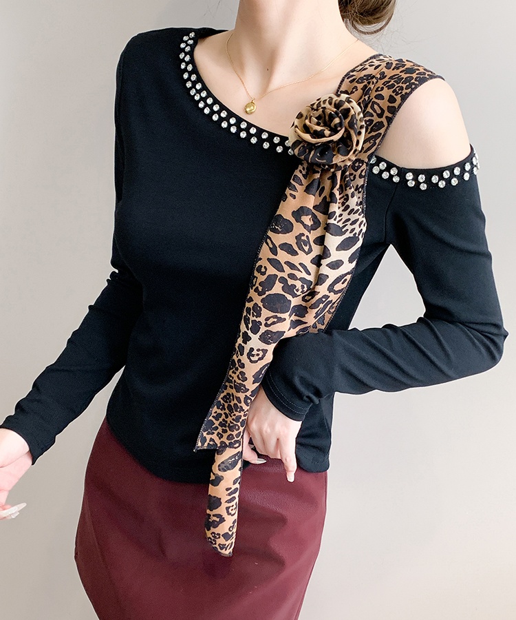 Autumn oblique collar small shirt slim tops for women