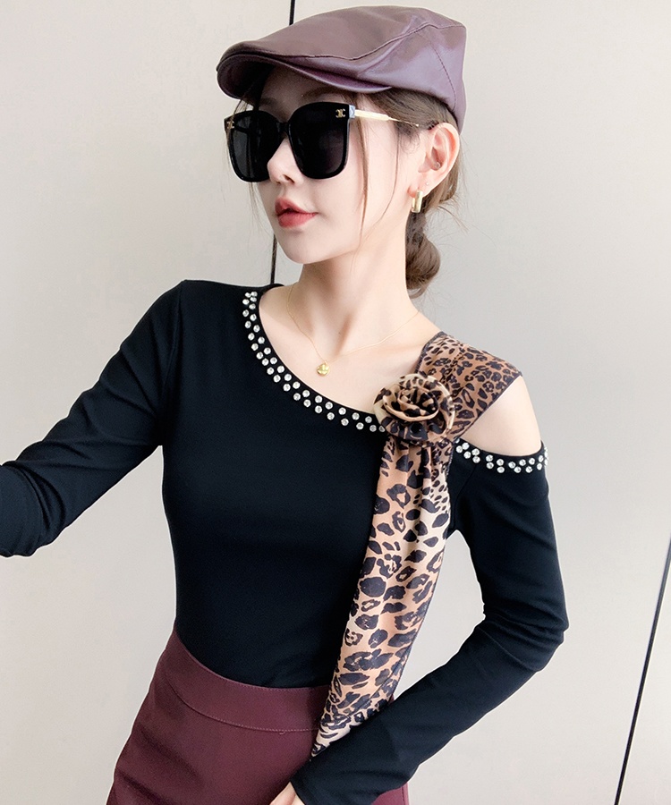 Autumn oblique collar small shirt slim tops for women