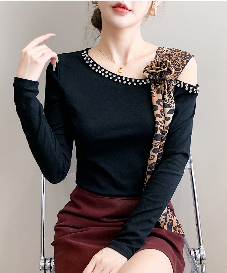 Autumn oblique collar small shirt slim tops for women