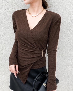 Irregular small shirt printing tops for women