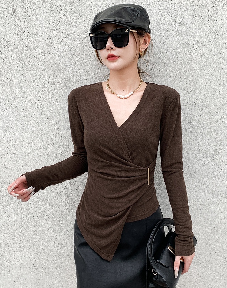 Irregular small shirt printing tops for women