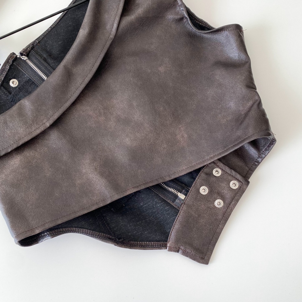 Spicegirl retro tops zip irregular vest for women