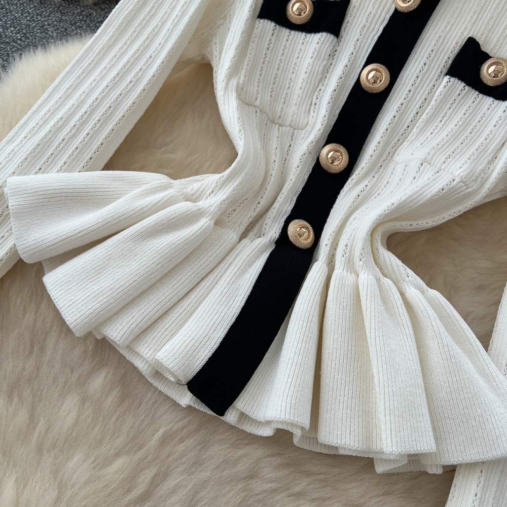 Lotus leaf hem sweater skirt 2pcs set for women